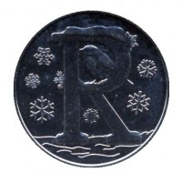 reverse of 10 Pence - Elizabeth II - Letter R - Robin - 5'th Portrait (2018 - 2019) coin from United Kingdom. Inscription: R
