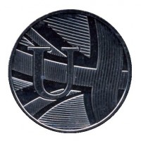 United Kingdom coin 10 Pence - Elizabeth II - Letter U - Union Flag - 5'th Portrait (2018 - 2019) reverse reverse of 10 Pence - Elizabeth II - Letter U - Union Flag - 5'th Portrait (2018 - 2019) coin from United Kingdom. Inscription: U