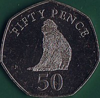Gibraltar coin 50 Pence - Elizabeth II - 3'rd Portrait (2014 - 2016) reverse reverse of 50 Pence - Elizabeth II - 3'rd Portrait (2014 - 2016) coin from Gibraltar. Inscription: FIFTY PENCE 50