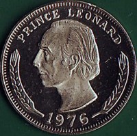 obverse of 50 Cents - Leonard I (1976 - 1978) coin with X# 4 from Hutt River. Inscription: PRINCE LEONARD 1976