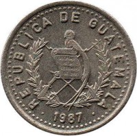 obverse of 5 Centavos - Non magnetic (1977 - 2010) coin with KM# 276 from Guatemala. Inscription: REPUBLICA DE GUATEMALA · 2000 · LIBERTAD 15 DE SEPTIEMBRE DE 1821
