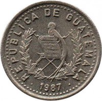 Guatemala coin 5 Centavos - Non magnetic (1977 - 2010) obverse obverse of 5 Centavos - Non magnetic (1977 - 2010) coin with KM# 276 from Guatemala. Inscription: REPUBLICA DE GUATEMALA · 2000 · LIBERTAD 15 DE SEPTIEMBRE DE 1821