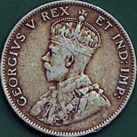 obverse of 50 Cents - George V (1911 - 1919) coin with KM# 9 from British East Africa. Inscription: GEORGIVS V REX ET IND: IMP.