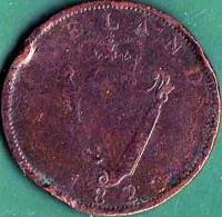 reverse of 1 Penny - George III (1820) coin from Ireland. Inscription: IRELAND 1820