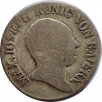 obverse of 6 Kreuzer - Maximillian I Joseph (1806 - 1824) coin with KM# 686 from German States. Inscription: MAX.IOSEPH KÖNIG VON BAIERN