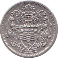 Guyana coin 10 Cents (1967 - 1992) obverse obverse of 10 Cents (1967 - 1992) coin with KM# 33 from Guyana. Inscription: ONE PEOPLE ONE NATION ONE DESTINY