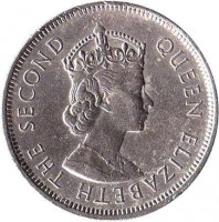 Hong Kong coin 1 Dollar - Elizabeth II - 1'st Portrait (1960 - 1970) obverse obverse of 1 Dollar - Elizabeth II - 1'st Portrait (1960 - 1970) coin with KM# 31 from Hong Kong. Inscription: QUEEN ELIZABETH THE SECOND