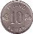 reverse of 10 Aurar (1946 - 1969) coin with KM# 10 from Iceland. Inscription: ÍSLAND 10 AURAR