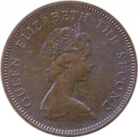 obverse of 1 New Penny - Elizabeth II - 2'nd Portrait (1971 - 1980) coin with KM# 30 from Jersey. Inscription: QUEEN ELIZABETH THE SECOND