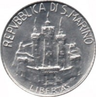San Marino coin 2 Lire - Science for Mankind: Leonardo da Vinci (1984) obverse obverse of 2 Lire - Science for Mankind: Leonardo da Vinci (1984) coin with KM# 160 from San Marino. Inscription: REPVBBLICA DI SAN MARINO LIBERTAS