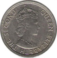 Mauritius coin 1/4 Rupee - Elizabeth II - 1'st Portrait (1960 - 1978) obverse obverse of 1/4 Rupee - Elizabeth II - 1'st Portrait (1960 - 1978) coin with KM# 36 from Mauritius. Inscription: QUEEN ELIZABETH THE SECOND