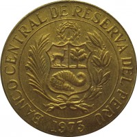 Peru coin 1 Sol de Oro (1966 - 1975) obverse obverse of 1 Sol de Oro (1966 - 1975) coin with KM# 248 from Peru. Inscription: BANCO CENTRAL DE RESERVA DEL PERU 1975