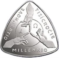 Slovakia coin 5000 Korún - Third Millennium (2001) reverse reverse of 5000 Korún - Third Millennium (2001) coin with KM# 58 from Slovakia. Inscription: NOVE TISICROCIE TERTIO MILLENNIO