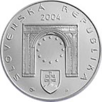 obverse of 200 Korún - Entry Into European Union (2004) coin with KM# 78 from Slovakia. Inscription: SLOVENSKÁ REPUBLIKA 2004