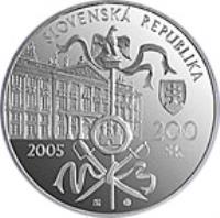 obverse of 200 Korún - The Peace of Pressburg (2005) coin with KM# 82 from Slovakia. Inscription: SLOVENSKA REPUBLIKA 200 Sk 2005