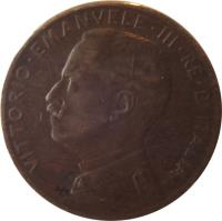 obverse of 2 Centesimi - Vittorio Emanuele III (1908 - 1917) coin with KM# 41 from Italy. Inscription: VITTORIO EMANUELE III RE D'ITALIA