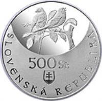 obverse of 500 Korún - Slovensky Kras National Park (2005) coin with KM# 85 from Slovakia. Inscription: SLOVENSKÁ REPUBLIKA 500 Sk