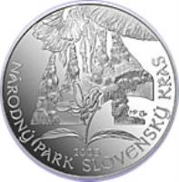 reverse of 500 Korún - Slovensky Kras National Park (2005) coin with KM# 85 from Slovakia. Inscription: 2005 NÁRODNÝ PARK SLOVENSKÁ KRAS