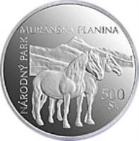 reverse of 500 Korún - Muránska planina National Park (2006) coin with KM# 84 from Slovakia. Inscription: NÁRODNÝ PARK MURÁNSKA PLANINA 500 Sk