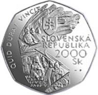 Slovakia coin 2000 Korún - Bimillennium (2000) obverse obverse of 2000 Korún - Bimillennium (2000) coin with KM# 51 from Slovakia. Inscription: QUID DURAT VINCIT SLOVENSKÁ REPUBLIKA 2000 Sk