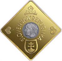 obverse of 10000 Korun - Anniversary of Slovak Republic (2003) coin with KM# 64 from Slovakia. Inscription: 2003 SLOVENSKÁ REPUBLIKA