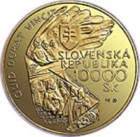 obverse of 10000 Korun - Bimillennium (2000) coin with KM# 52 from Slovakia. Inscription: QUID DURAT VINCIT SLOVENSKÁ REPUBLIKA 10000 Sk