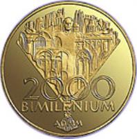 Slovakia coin 10000 Korun - Bimillennium (2000) reverse reverse of 10000 Korun - Bimillennium (2000) coin with KM# 52 from Slovakia. Inscription: 2000 BIMELENIUM AD MM