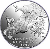 obverse of 500 Korún - Tatransky Park (1999) coin with KM# 47 from Slovakia. Inscription: SLOVENSKÁ REPUBLIKA 1999