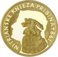 Slovakia coin 100 Euro - Earl Pribina (2011) obverse obverse of 100 Euro - Earl Pribina (2011) coin with KM# 119 from Slovakia. Inscription: SLOVENSKO · 2011 · 100 EURO