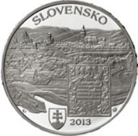 obverse of 20 Euro - Historical Preservation Area of Kosice (2013) coin with KM# 129 from Slovakia. Inscription: SLOVENSKO KL 2013