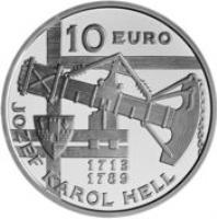 reverse of 10 Euro - 300th Anniversary of the Birth of Jozef Karol Hell (2013) coin with KM# 130 from Slovakia. Inscription: 10 EURO 1713 1789 JOZEF KAROL HELL