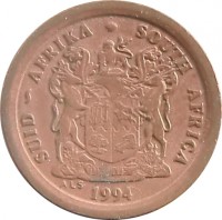 South Africa coin 2 Cents - SUID-AFRIKA - SOUTH AFRICA (1990 - 1995) obverse obverse of 2 Cents - SUID-AFRIKA - SOUTH AFRICA (1990 - 1995) coin with KM# 133 from South Africa. Inscription: SUID-AFRIKA · SOUTH AFRICA EX UNITATE VIRES 1993 ALS