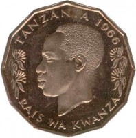 Tanzania coin 5 Senti (1966 - 1984) obverse obverse of 5 Senti (1966 - 1984) coin with KM# 1 from Tanzania. Inscription: TANZANIA 1976 RAIS WA KWANZA