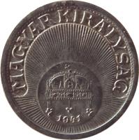 obverse of 10 Fillér - Miklós Horthy (1940 - 1942) coin with KM# 507a from Hungary.