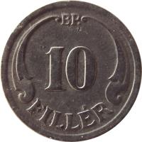 reverse of 10 Fillér - Miklós Horthy (1940 - 1942) coin with KM# 507a from Hungary.