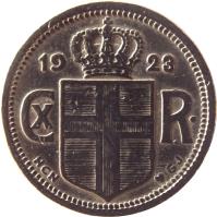 Iceland coin 25 Aurar - Christian X (1922 - 1940) obverse obverse of 25 Aurar - Christian X (1922 - 1940) coin with KM# 2 from Iceland. Inscription: CX R 1940