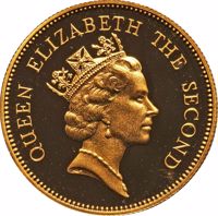obverse of 1000 Dollars - Elizabeth II - 1986 Royal Visit of Queen Elizabeth II to Hong Kong (1986) coin with KM# 57 from Hong Kong. Inscription: QUEEN ELIZABETH THE SECOND