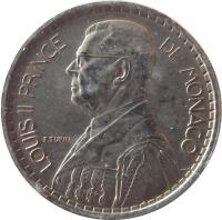 obverse of 10 Francs - Louis II (1946) coin with KM# 123 from Monaco. Inscription: LOUIS II PRINCE DE MONACO P. TURIN