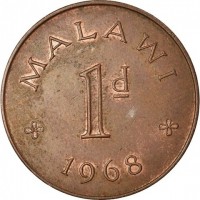 KM# 6 MALAWI1d1968.