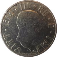 Italy coin 2 Lire - Vittorio Emanuele III - Non magnetic (1939 - 1940) obverse obverse of 2 Lire - Vittorio Emanuele III - Non magnetic (1939 - 1940) coin with KM# 78a from Italy. Inscription: VITT · EM · III · RE · E · IMP · G. ROMAGNOLI