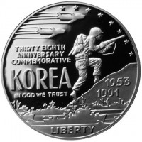 THIRTY EIGHTHANNIVERSARYCOMMEMORATIVEKOREAIN GOD WE TRUST19531991LIBERTYJM.