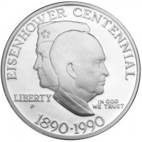 KM# 227 EISENHOWER CENTENNIALLIBERTY PIN GOD WE TRUST1890-1990.