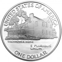 KM# 227 UNITED STATES OF AMERICAEISENHOWER HOMEE PLURIBUS UNUMONE DOLLARCYM.