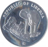 Liberia coin 5 Dollars (1973 - 1978) reverse reverse of 5 Dollars (1973 - 1978) coin with KM# 29 from Liberia. Inscription: REPUBLIC OF LIBERIA LIBERIA