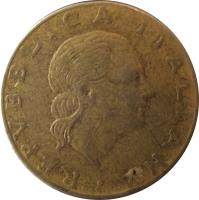Italy coin 200 Lire (1977 - 2001) obverse obverse of 200 Lire (1977 - 2001) coin with KM# 105 from Italy. Inscription: REPVBBLICA ITALIANA M. VALLUCCI