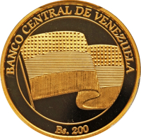Venezuela coin 200 Bolívares - Disembark of Francisco de Miranda (2010) obverse obverse of 200 Bolívares - Disembark of Francisco de Miranda (2010) coin with Y# 98 from Venezuela. Inscription: BANCO CENTRAL DE VENEZUELA Bs. 200