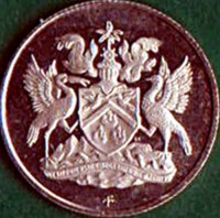 Trinidad and Tobago coin 10 Cents - Elizabeth II - 10th Anniversary of Independence (1972) obverse obverse of 10 Cents - Elizabeth II - 10th Anniversary of Independence (1972) coin with KM# 11 from Trinidad and Tobago. Inscription: TOGETHER WE ASPIRE TOGETHER WE ACHIEVE FM