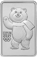 reverse of 3 Roubles - Sochi 2014 Olympic Mascots - The Bear (2012) coin with Y# 1505 from Russia. Inscription: СОЧИ 2014