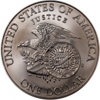 KM# 287 UNITED STATES OF AMERICAJUSTICEONE DOLLARThe shield includes additional inscriptions UNITED STATES SENATE and E PLURIBUS UNUM on a banner across the shield.