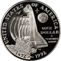 UNITED STATES OF AMERICAONE DOLLARE PLURIBUS UNUM1492-1992.